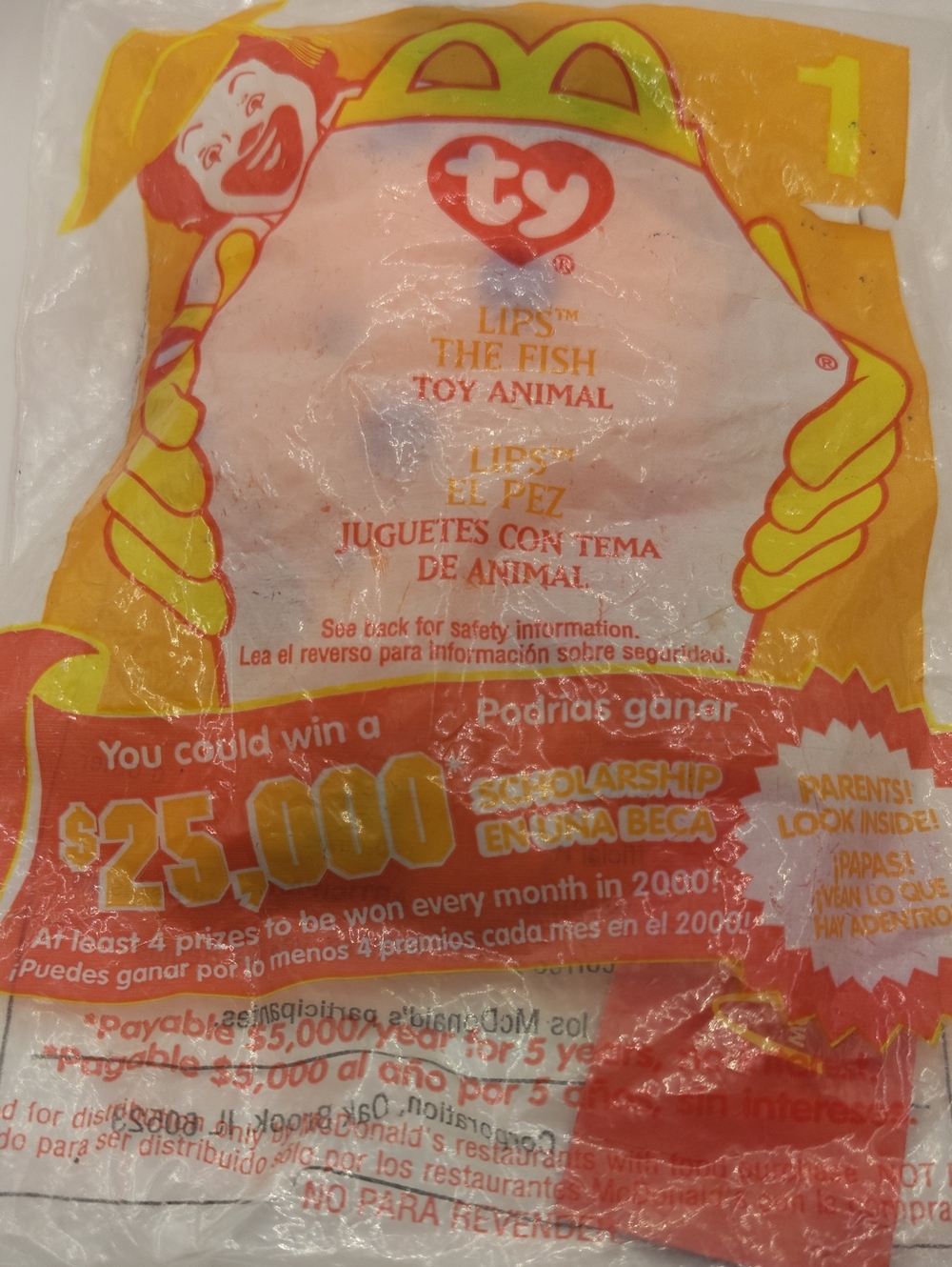 Ty McDonald's Lips The Fish #1. 2000 Plush - Sealed bag. BUNDLE IT!!!